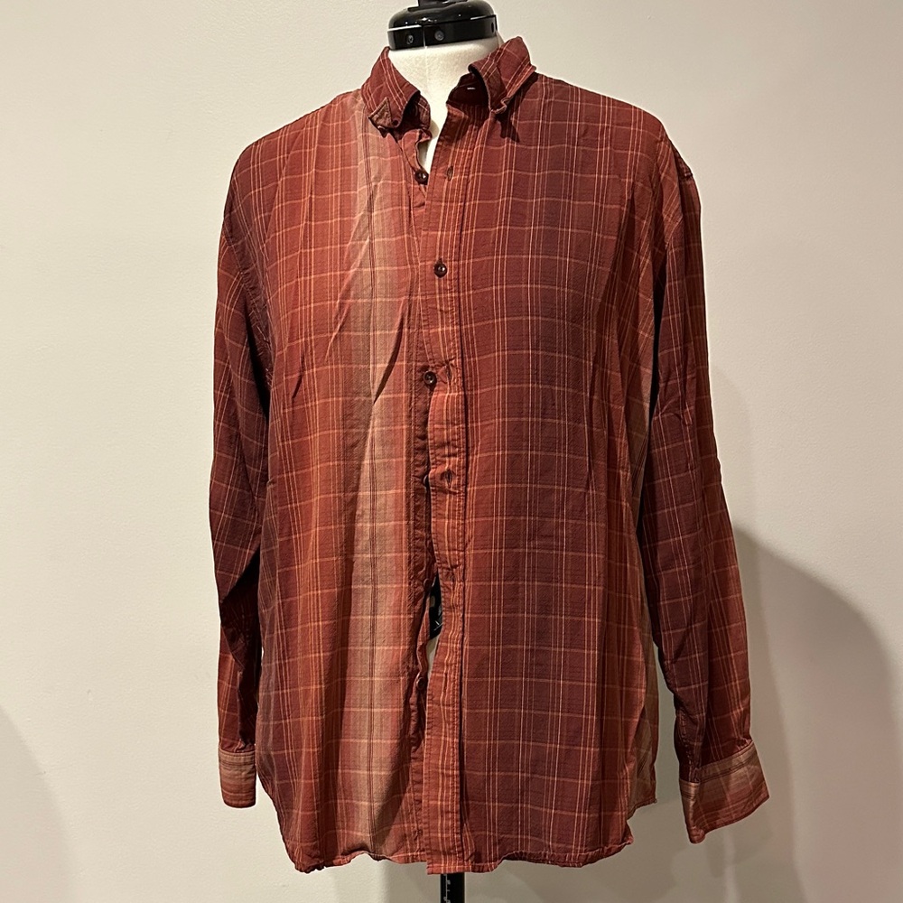 Tommy Bahama Men's Burgundy Plaid Shirt